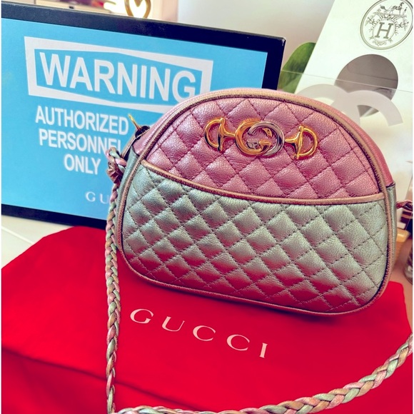 Gucci Handbags - GUCCI Nappa Trapuntata Mini Zumi Dome Metallic Pastels Xbody Bag